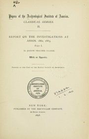 Cover of: Report on the investigations at Assos