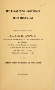 Cover of: The Pan-American conferences and their significance.