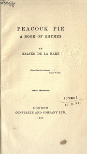 Cover of: Peacock pie, a book of rhymes by Walter De la Mare