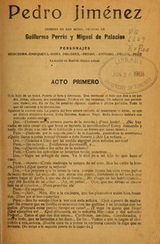 Cover of: Pedro Jiménez: comedia en dos actos