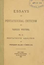 Cover of: Pentateuch analysis