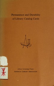 Cover of: Permanence and durability of library catalog cards