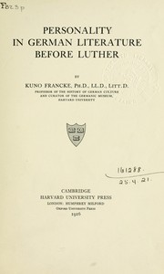 Cover of: Personality in German literature before Luther by Kuno Francke