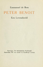 Cover of: Peter Benoit: een levensbeeld