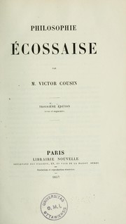 Cover of: Philosophie écossaise by Cousin, Victor