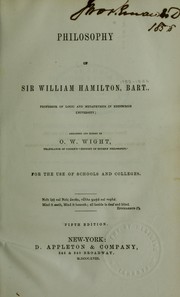 Cover of: Philosophy of Sir William Hamilton, Bart by Sir William Hamilton, 9th Baronet