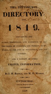 Cover of: The Pittsburgh directory for 1819 by M. M. Murray