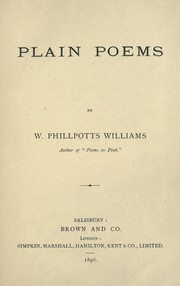 Cover of: Plain poems by W. Phillpotts Williams, W. Phillpotts Williams