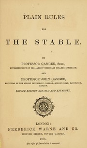 Plain rules for the stable by John Gamgee