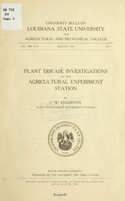 Cover of: Plant disease investigation at the Agricultural Experiment Station