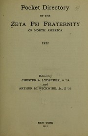 Cover of: Pocket directory of the Zeta psi fraternity of North America, 1922