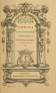 Cover of: Poematia latine partim reddita partim scripta a Vincentio Bourne ...