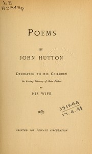Cover of: Poems by Hutton, John