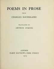 Cover of: Poems in prose from Charles Baudelaire