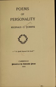 Cover of: Poems of personality. by Robbins, Reginald Chauncey