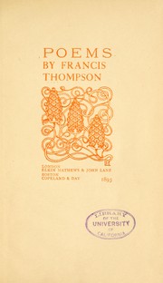 Cover of: Poems by Francis Thompson