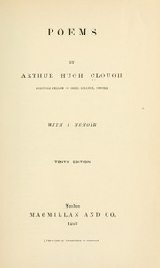 Cover of: Poems; with a memoir by Arthur Hugh Clough