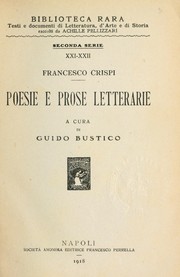 Cover of: Poesie e prose letterarie by Francesco Crispi