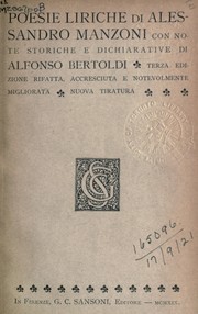 Cover of: Poesie liriche by Alessandro Manzoni