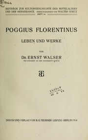 Cover of: Poggius Florentinus: Leben und Werke