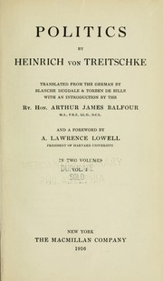 Cover of: Politics by Heinrich von Treitschke