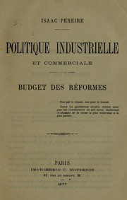 Cover of: Politique industrielle et commerciale: budget des réformes