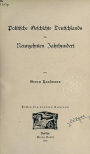 Cover of: Politische Geschichte Deutschlands im neunzehnten Jahrhundert