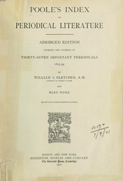 Cover of: Poole's index to periodical literature: Abridged ed., covering the contents of thirty-seven important periodicals, 1815-99