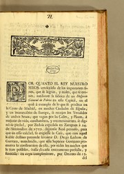 Cover of: Por quanto el Rey nuestro señor cercioràdo de los importantes fines, que se logran, y males, que se evitan, mediante la fabrica de un Hospicio General de Pobres en esta capital .. by Peru (Viceroyalty). Viceroy (1761-1776 : Amat)