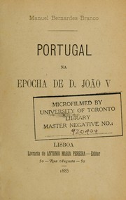 Cover of: Portugal na epocha de D. João v. by Manuel Bernardes Branco, Manuel Bernardes Branco