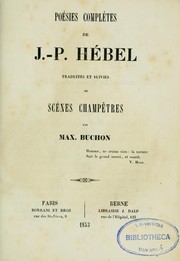 Poésies complètes de J.-P. Hébel by Johann Peter Hebel