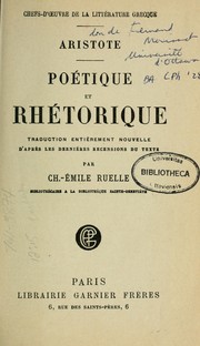 Cover of: Poétique et Rhétorique by Aristote