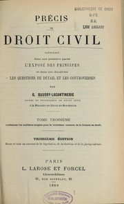 Cover of: Précis de droit civil: contenant l'exposé des principes et les questions de détail et les controverses