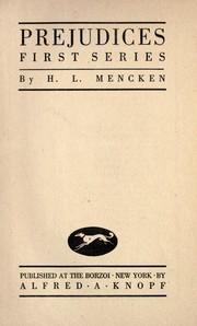 Cover of: Prejudices, first series
