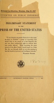 Cover of: Preliminary statement to the press of the United States.