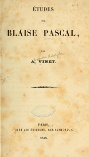 Cover of: Études sur Blaise Pascal