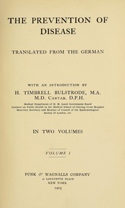 Cover of: The prevention of disease