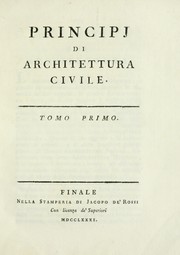 Cover of: Principj di architettura civile