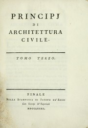 Cover of: Principj di architettura civile