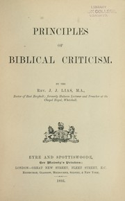 Cover of: Principles of Biblical criticism