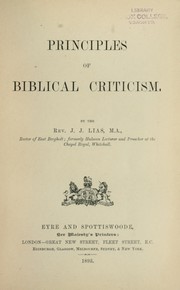 Cover of: Principles of Biblical criticism by J. J. Lias