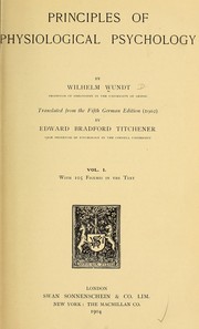 Cover of: Principles of physiological psychology. by Wilhelm Max Wundt