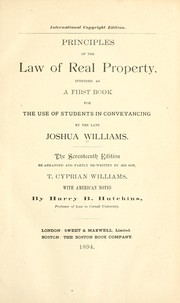 Cover of: Principles of the law of real property by Joshua Williams