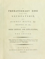 Cover of: A probationary ode for the laureatship ...: written in 1785