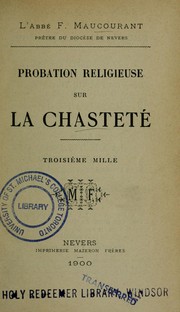 Cover of: Probation religieuse sur la chasteté
