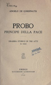 Cover of: Probo, principe della pace: dramma storico in tre atti in versi