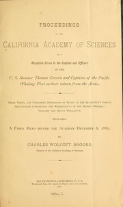 Cover of: Proceedings of the California Academy of Sciences at a reception given to the captain and officers of the U. S. Steamer Thomas Corwin and Captains of the Pacific Whaling Fleet on their return from the Artic | California Academy of Sciences.