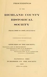 Cover of: Proceedings of the Richland County historical society ...