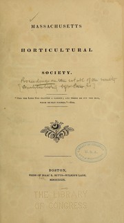 Cover of: [Proceedings on the establishment of the] Massachusetts Horticultural Society.