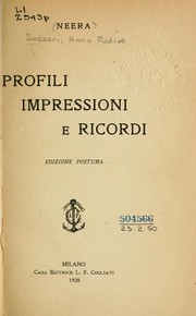 Cover of: Profili, impressione e ricordi
